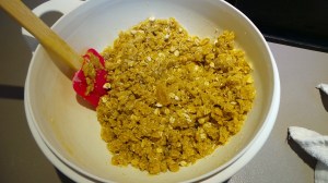 A bowl of Anzac Biscuit mix before it's divided into biscuits