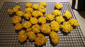 Anzac Biscuits cooling on a rack after baking
