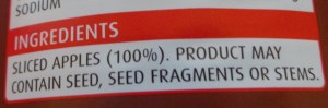 Pie Apple tin label saying it contains 100% apples