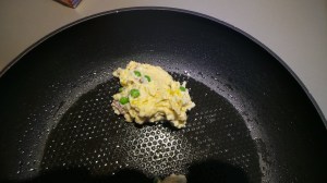 Add small dollops to the  hot, oiled pan