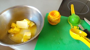 Combine your sugar, butter, zest and juice