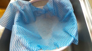 Line your sieve with a fresh cloth