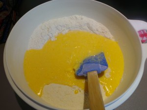 Add the wet to the dry