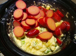 Some sliced frankfurters