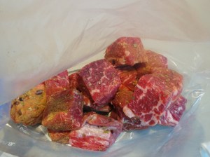 Give the bag a good massage to mix the spices through the meat. 