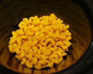 Place your uncooked macaroni in the crock