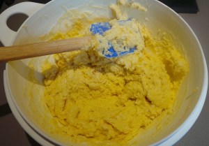 Stop when it is just mixed together.