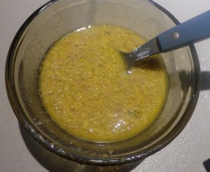 Add some of the hot liquid from your casserole and mix through.