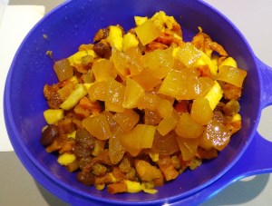 Add your glaced fruit to your soaked