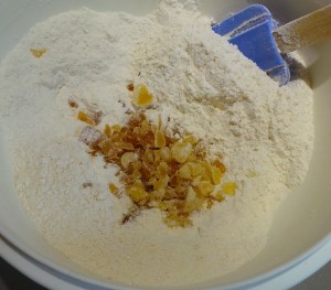 Add the zest and the finely chopped ginger.