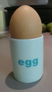 Egg cups don't have to be fancy and can help build vocabulary...