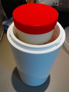 Add boiling water and then your yoghurt mixture.