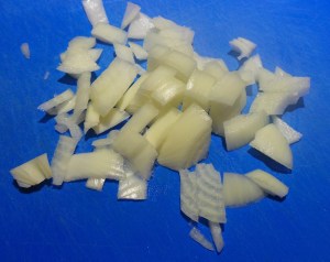 Roughly dice an onion
