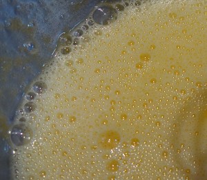 Well-mixed eggs and sugar...