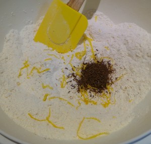 Add your zest and seeds and stir together.