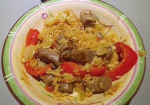 Sausage and rice hot pot