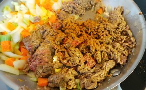 Add your meat and spices.