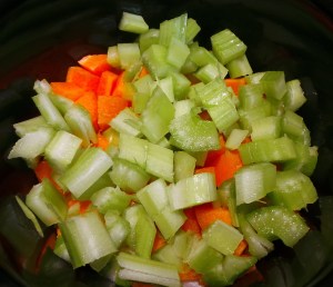 Diced celery completes your aromatics.