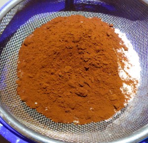 Sift the dry pudding ingredients.