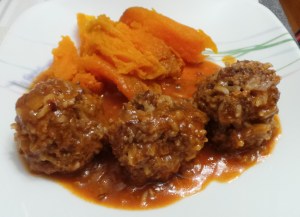 Porcupine meatballs, cooked in the pressure cooker.