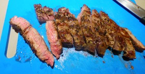 Slicing the beef gives the appearance of abundance.