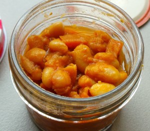 Home-made cider baked beans. 