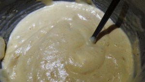 Gently fold in the flour.