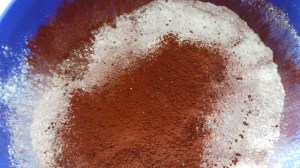 Flour and cocoa sifted.